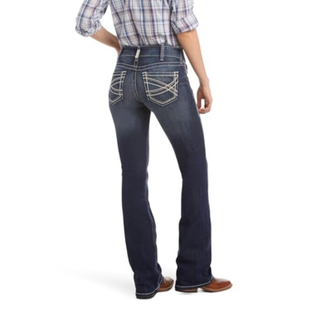 Mid Rise Boot Cut Jeans Stretch Denim Flattering Fit Classic Style - Picture 3 of 7